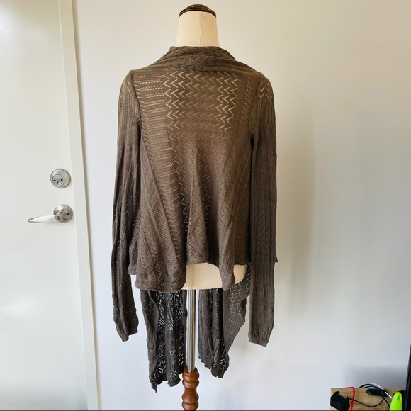 BAUHAUS Olive Green Long Line Cardigan Smart Casual Event Size 6 - Picture 4 of 7